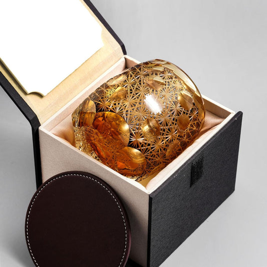 lovecove Hand-Carved Amber Bourbon Glass image 2