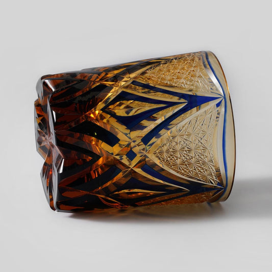 Vitraelle Hand-Carved Amber Flame Whiskey Glass image 1