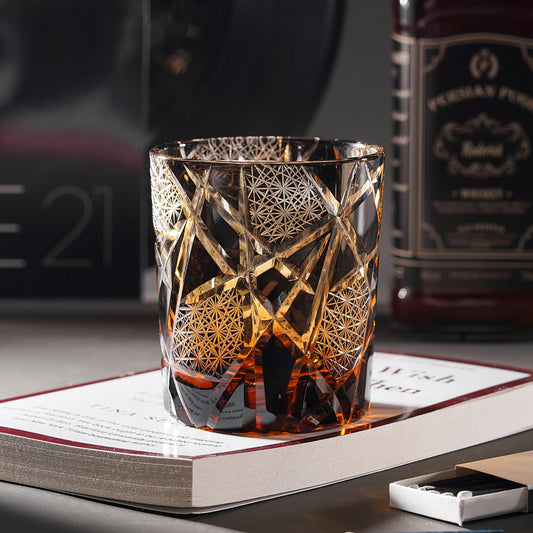 lovecove Hand-Cut Black Crystal Whiskey Glass image 1
