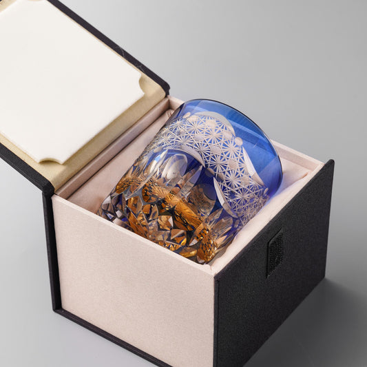 lovecove Hand Cut Blue Crystal Whisky Glass - F0A4 image 1