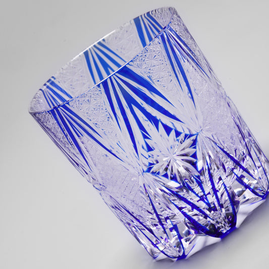 lovecove Hand Cut Blue Crystal Whisky Glass - 1346 image 1