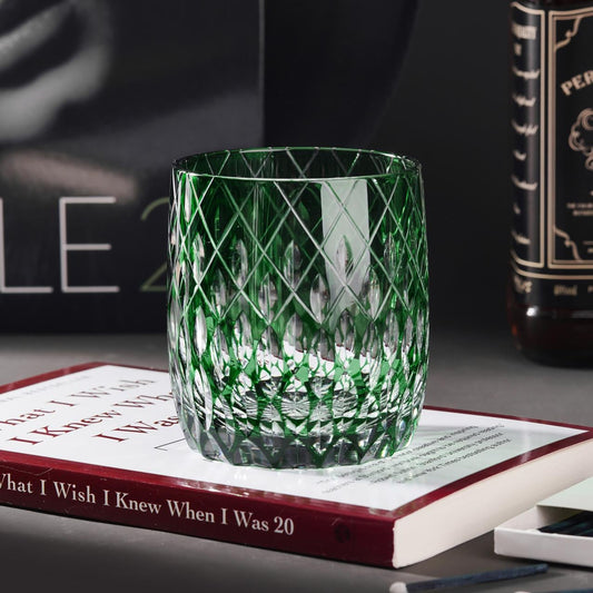 Vitraelle Hand Cut Green Whisky Glasses – product image 2