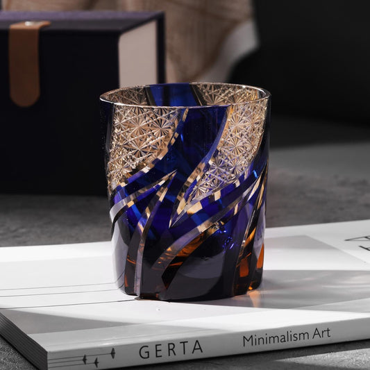 lovecove Hand Cut Blue Flame Whisky Glasses – product image 2