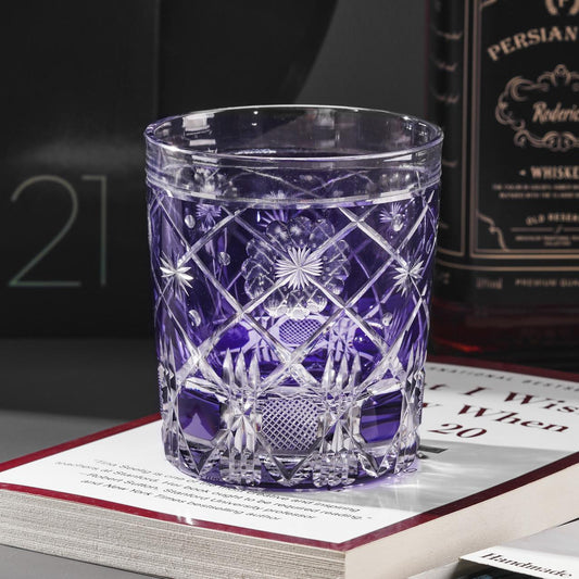 Vitraelle Hand-Blown Purple Flower Whisky Tumbler – product image 2