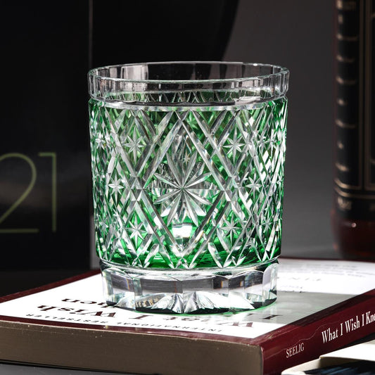 Vitraelle Diamond-Cut Green Rocks Glass – product image 2