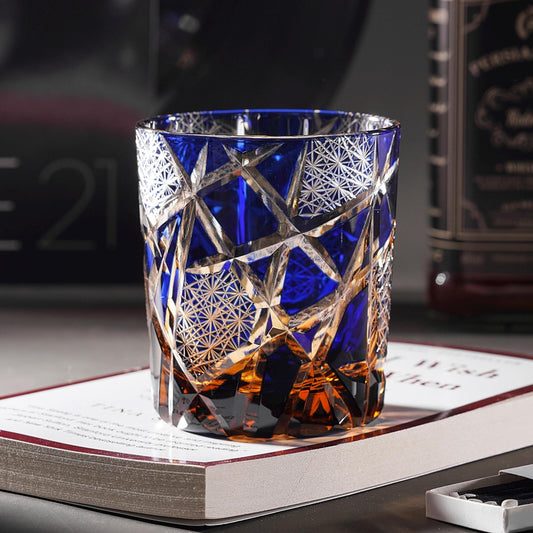 lovecove Hand-Cut Blue Lighting Whiskey Glasses – product image 2