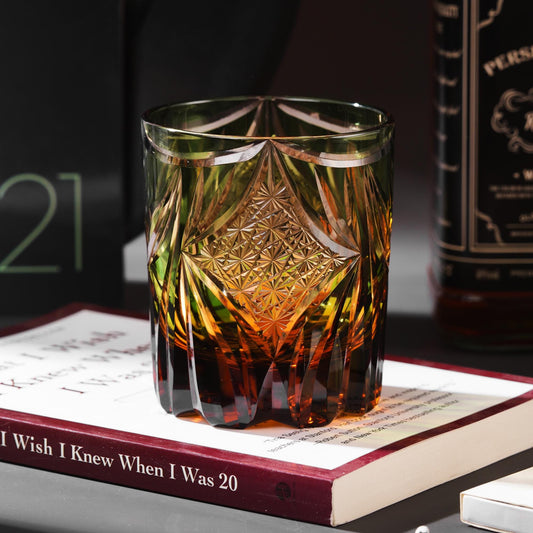 Vitraelle Hand-Cut Green Butterfly Whiskey Glass – product image 2
