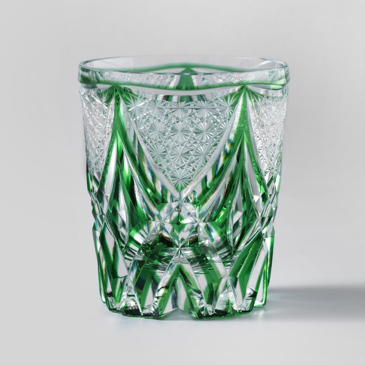 lovecove Vintage Kiriko Green Whiskey Glasses image 8