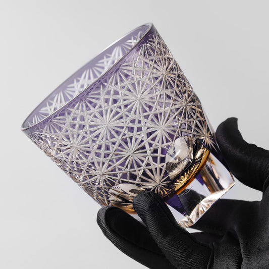 Vitraelle Vintage Kiriko Luxury Purple Crystal Whisky Rocks Glass image 1