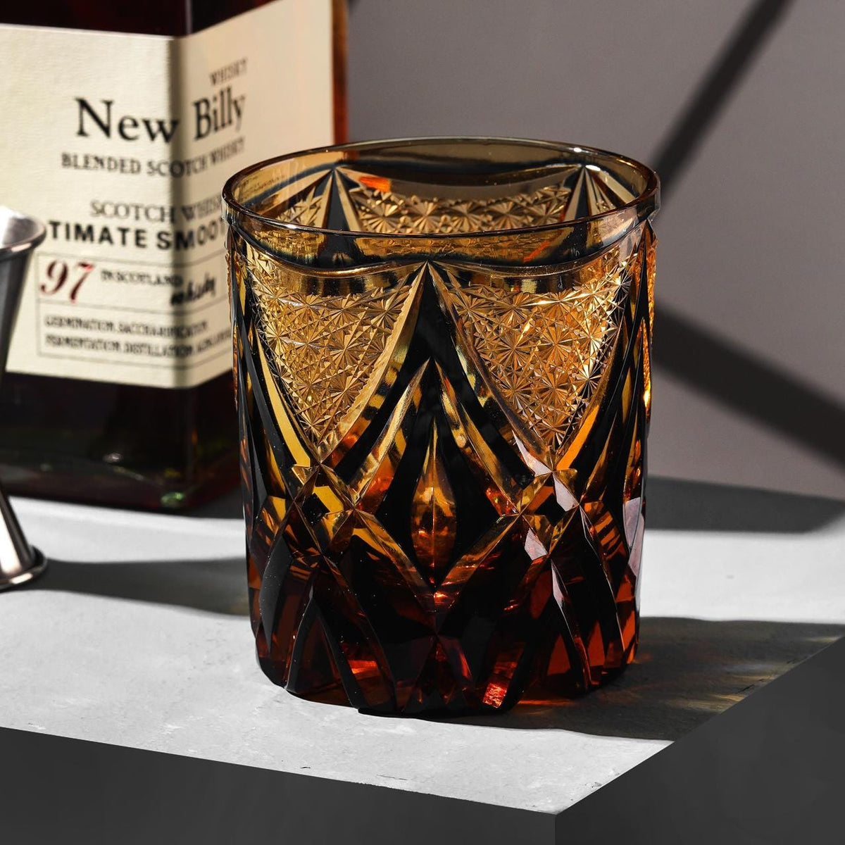 lovecove Hand-Carved Amber Flame Whiskey Glass image 3