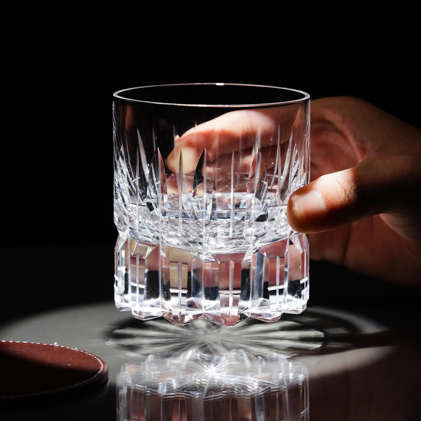 lovecove Hand-Carved Clear Crystal Whiskey Glass image 1