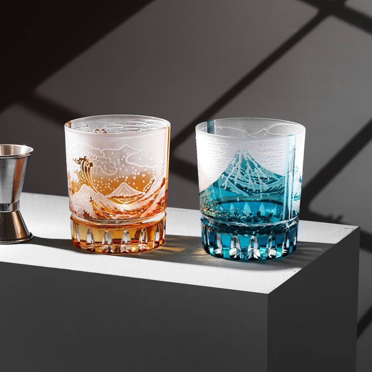 Vitraelle Hand-Carved Fuji Mountain Whiskey Glasses image 3