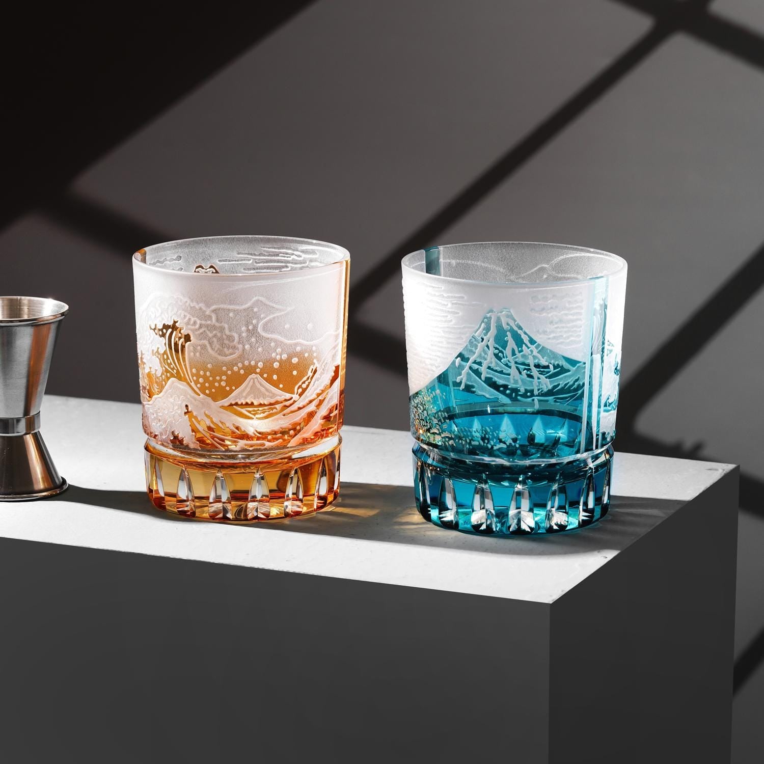 Vitraelle Hand-Carved Fuji Mountain Whiskey Glasses image 3
