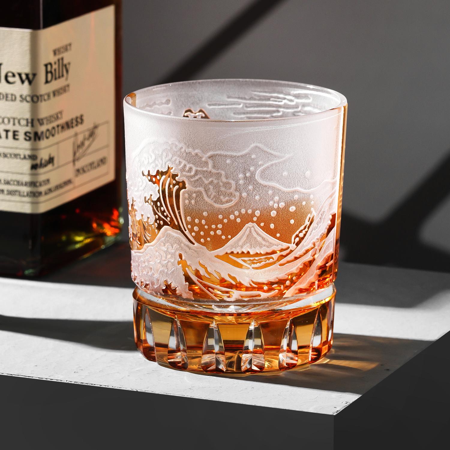 Vitraelle Hand-Carved Fuji Mountain Whiskey Glasses image 4