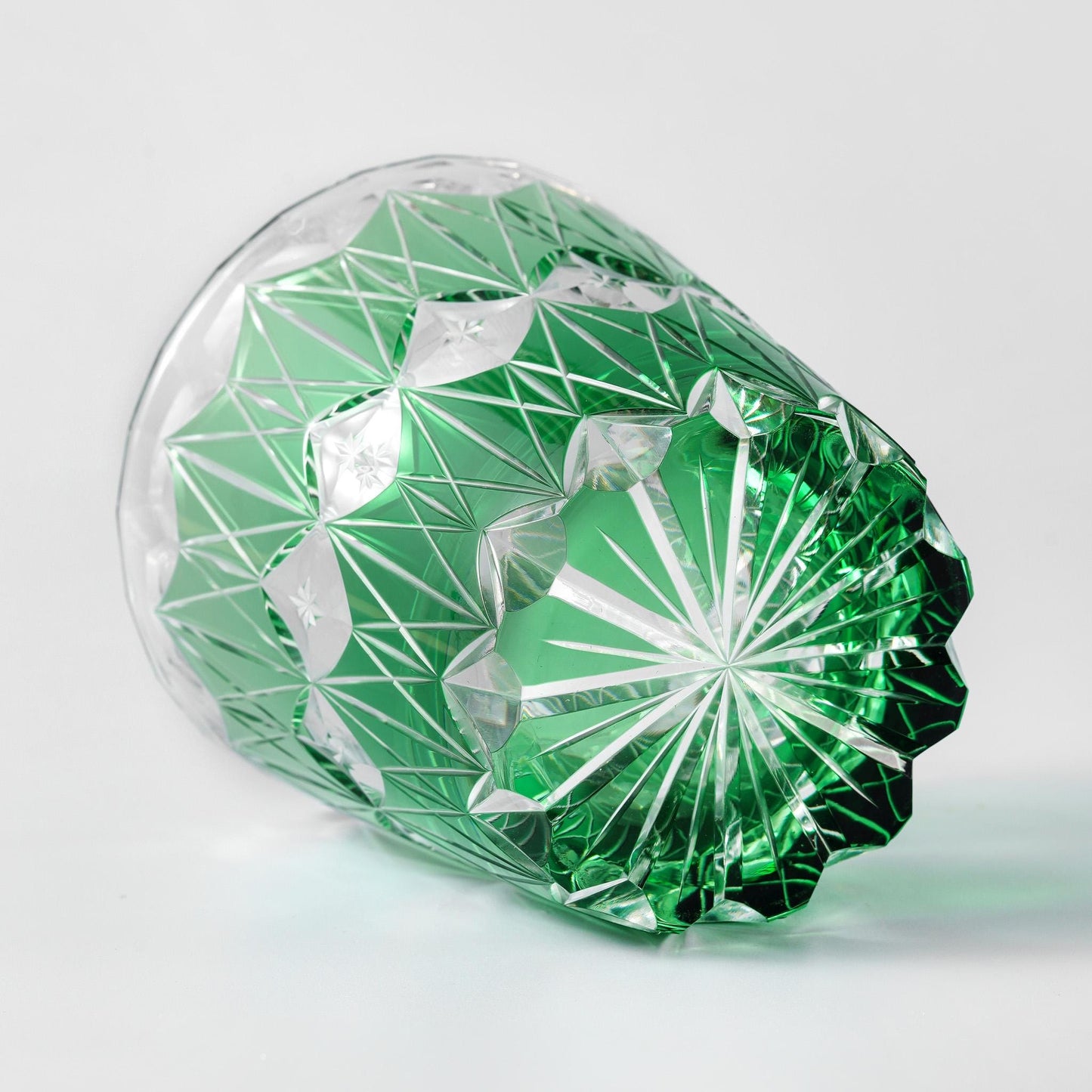 lovecove Hand-Carved Green Star Kiriko Whiskey Glass image 6