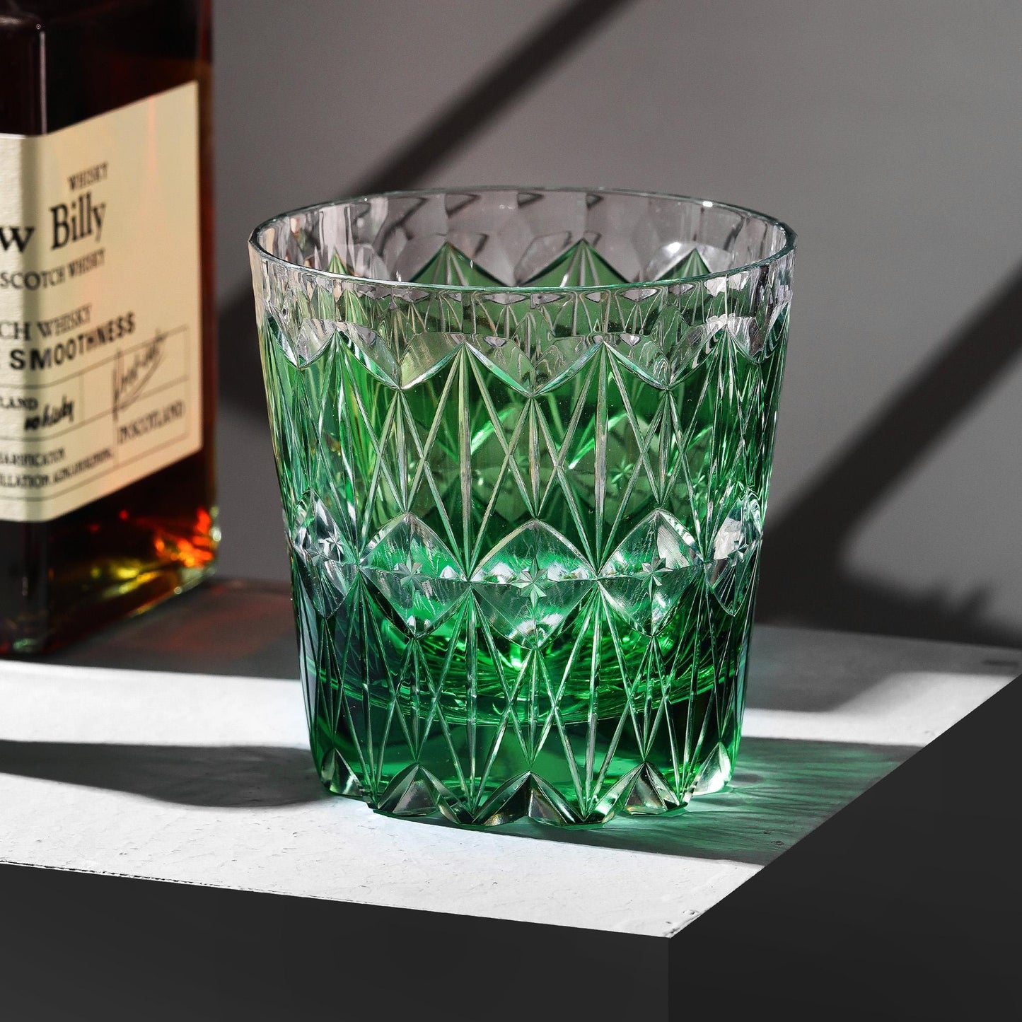 lovecove Hand-Carved Green Star Kiriko Whiskey Glass image 8