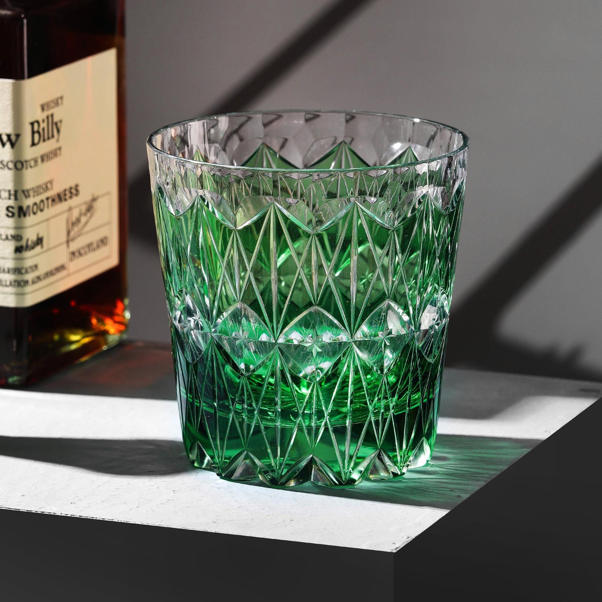 lovecove Hand-Carved Green Star Kiriko Whiskey Glass image 8