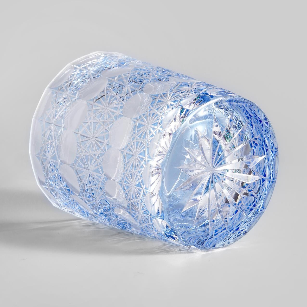 lovecove Hand-Carved Blue Snowflake Whiskey Tumbler image 1