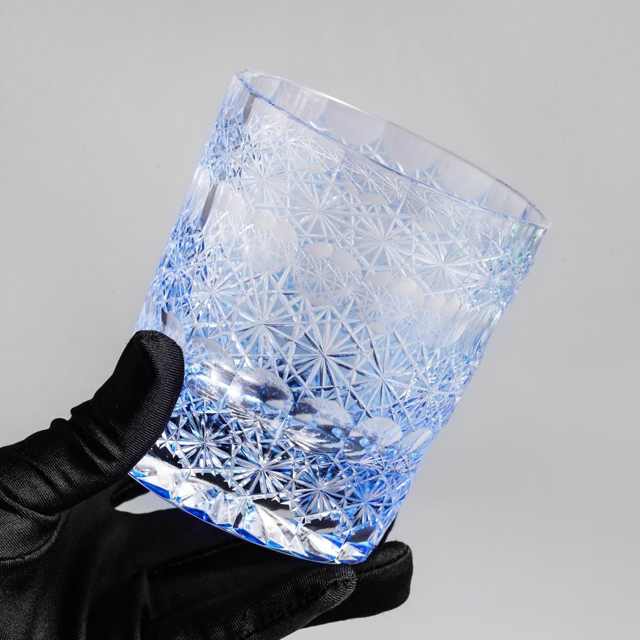 lovecove Hand-Carved Blue Snowflake Whiskey Tumbler image 3