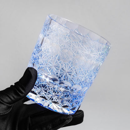 lovecove Hand-Carved Blue Snowflake Whiskey Tumbler image 3