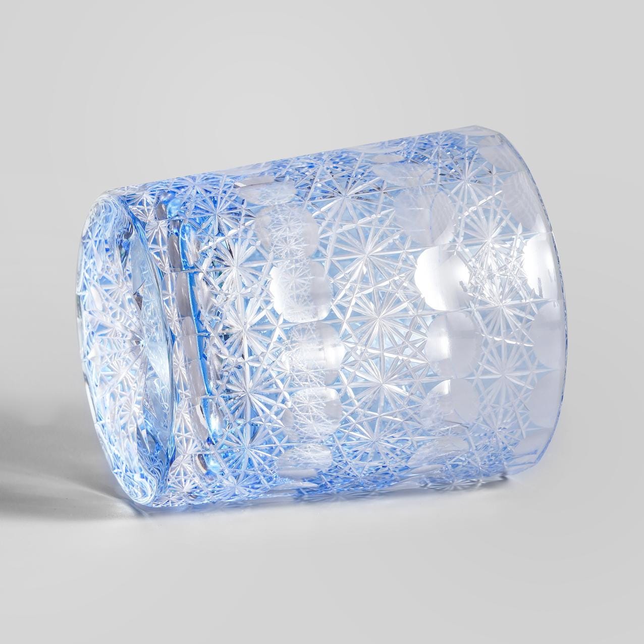 lovecove Hand-Carved Blue Snowflake Whiskey Tumbler image 6