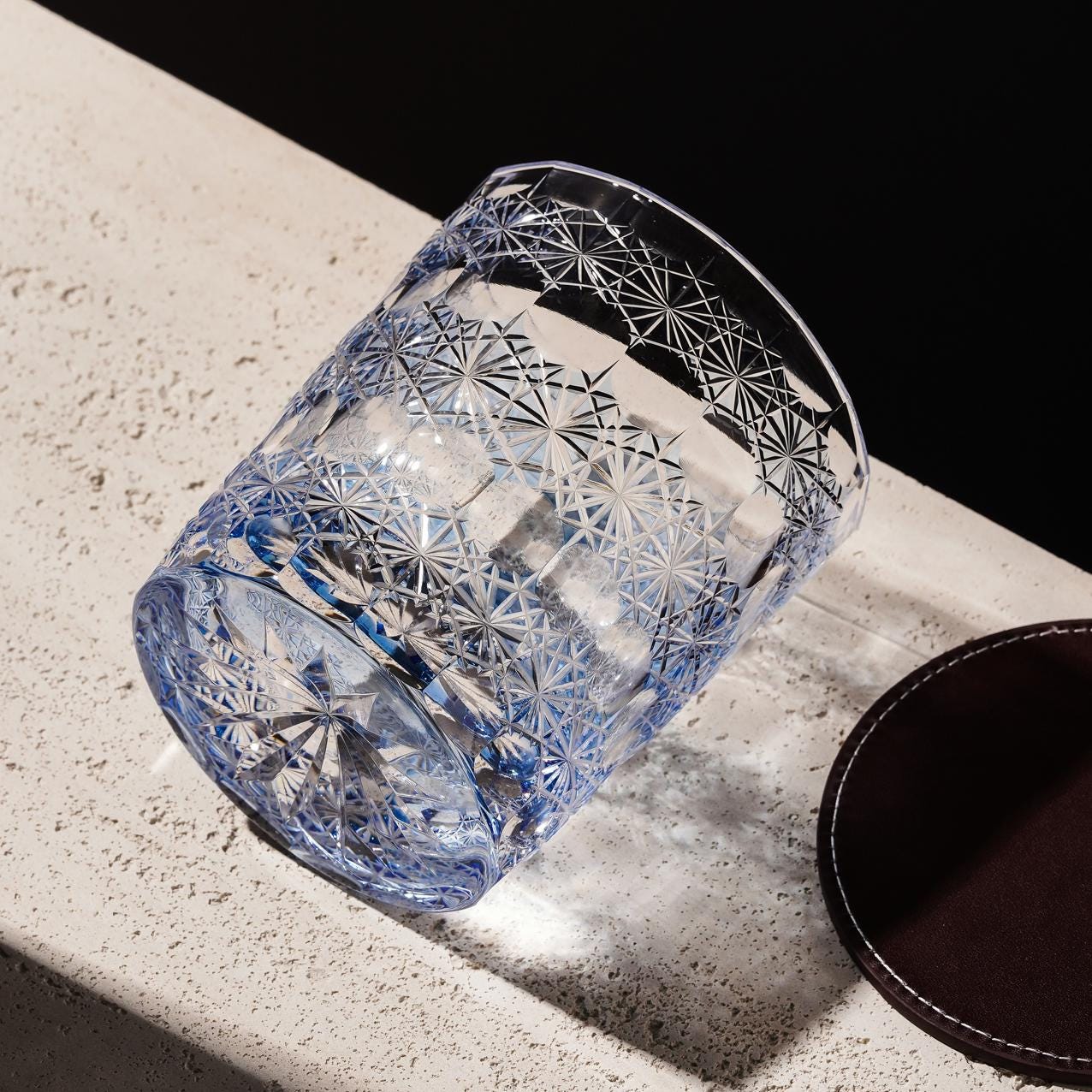 lovecove Hand-Carved Blue Snowflake Whiskey Tumbler image 8