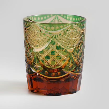 lovecove Hand-Carved Kiriko Amber Whiskey Glass image 3