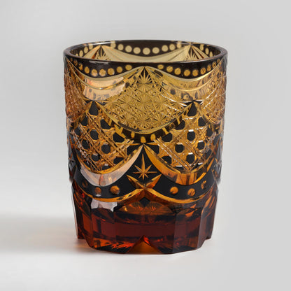 lovecove Hand-Carved Kiriko Amber Whiskey Glass image 4