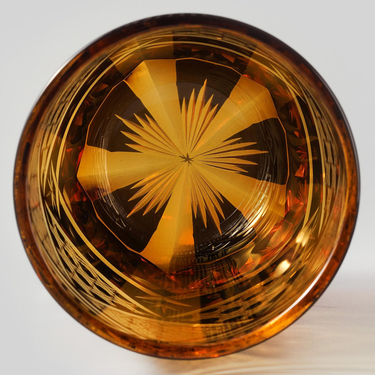 lovecove Hand-Carved Kiriko Amber Whiskey Glass image 6