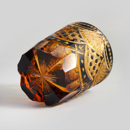 lovecove Hand-Carved Kiriko Amber Whiskey Glass image 7