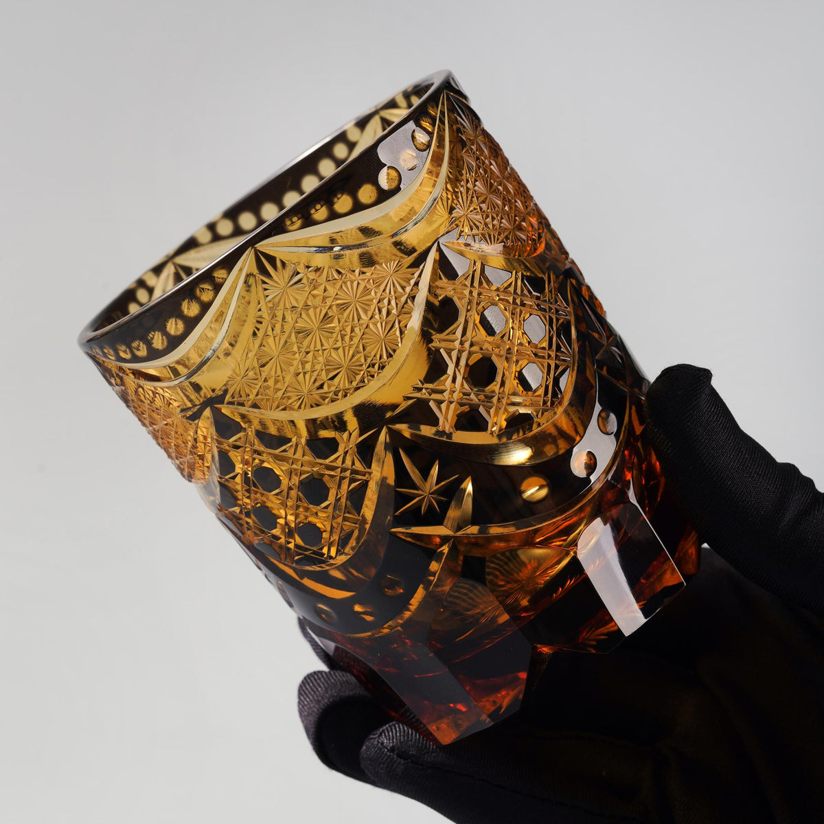 lovecove Hand-Carved Kiriko Amber Whiskey Glass image 10