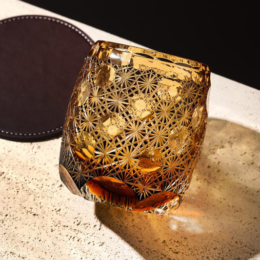 Vitraelle Hand-Carved Kiriko Daisy Whiskey Glass image 2