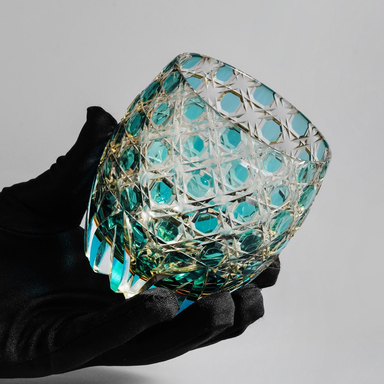 Vitraelle Hand-Carved Kiriko Floral Rocks Glass image 4