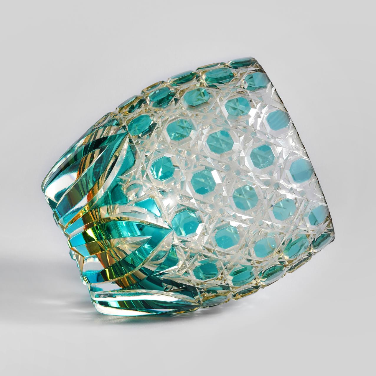 Vitraelle Hand-Carved Kiriko Floral Rocks Glass image 6