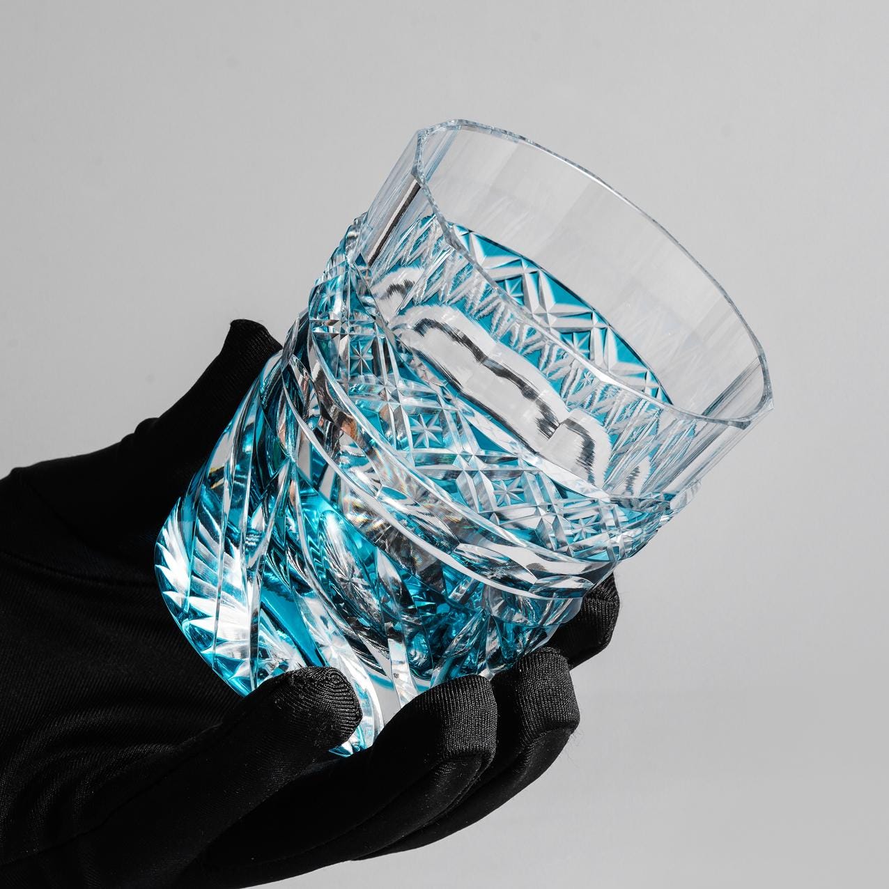 lovecove Hand-Carved Satsuma Kiriko Flame-Like Whiskey Glass image 2