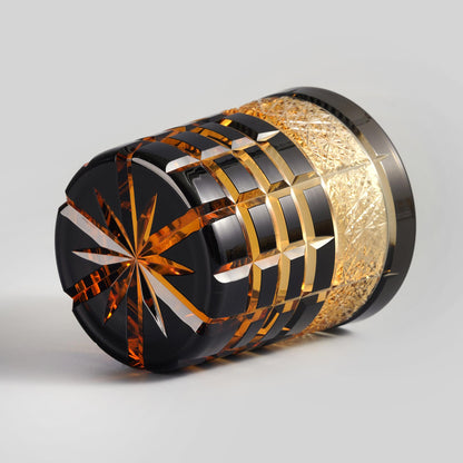 lovecove Hand-Cut Amber Black Whiskey Glasses image 2