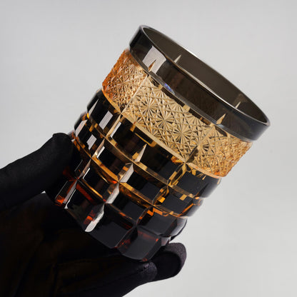 lovecove Hand-Cut Amber Black Whiskey Glasses image 3