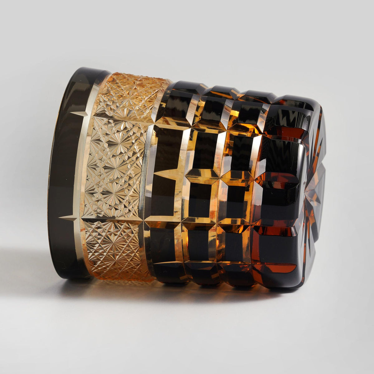lovecove Hand-Cut Amber Black Whiskey Glasses image 4