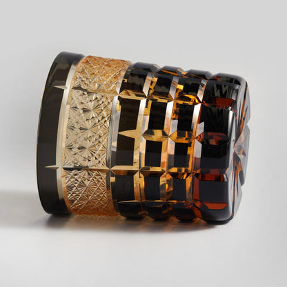 lovecove Hand-Cut Amber Black Whiskey Glasses image 4
