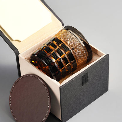 lovecove Hand-Cut Amber Black Whiskey Glasses image 6