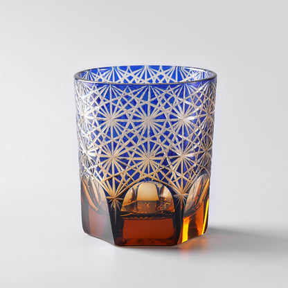 lovecove Hand Cut Blue Crystal Whisky Glass image 1