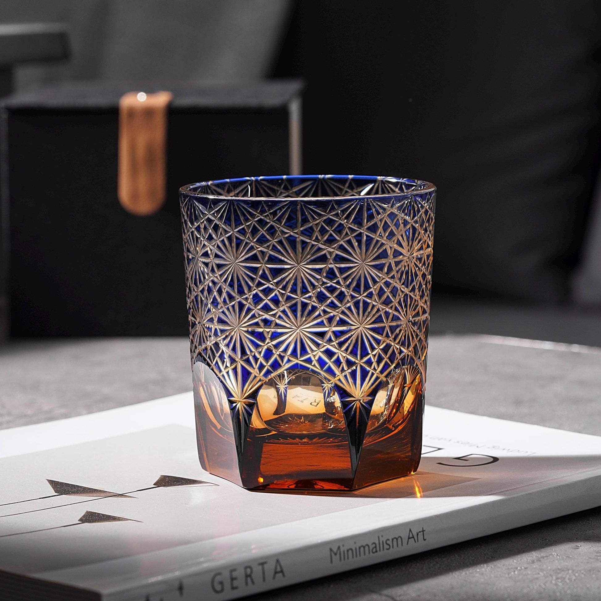Vitraelle Hand Cut Blue Crystal Whisky Glass image 8