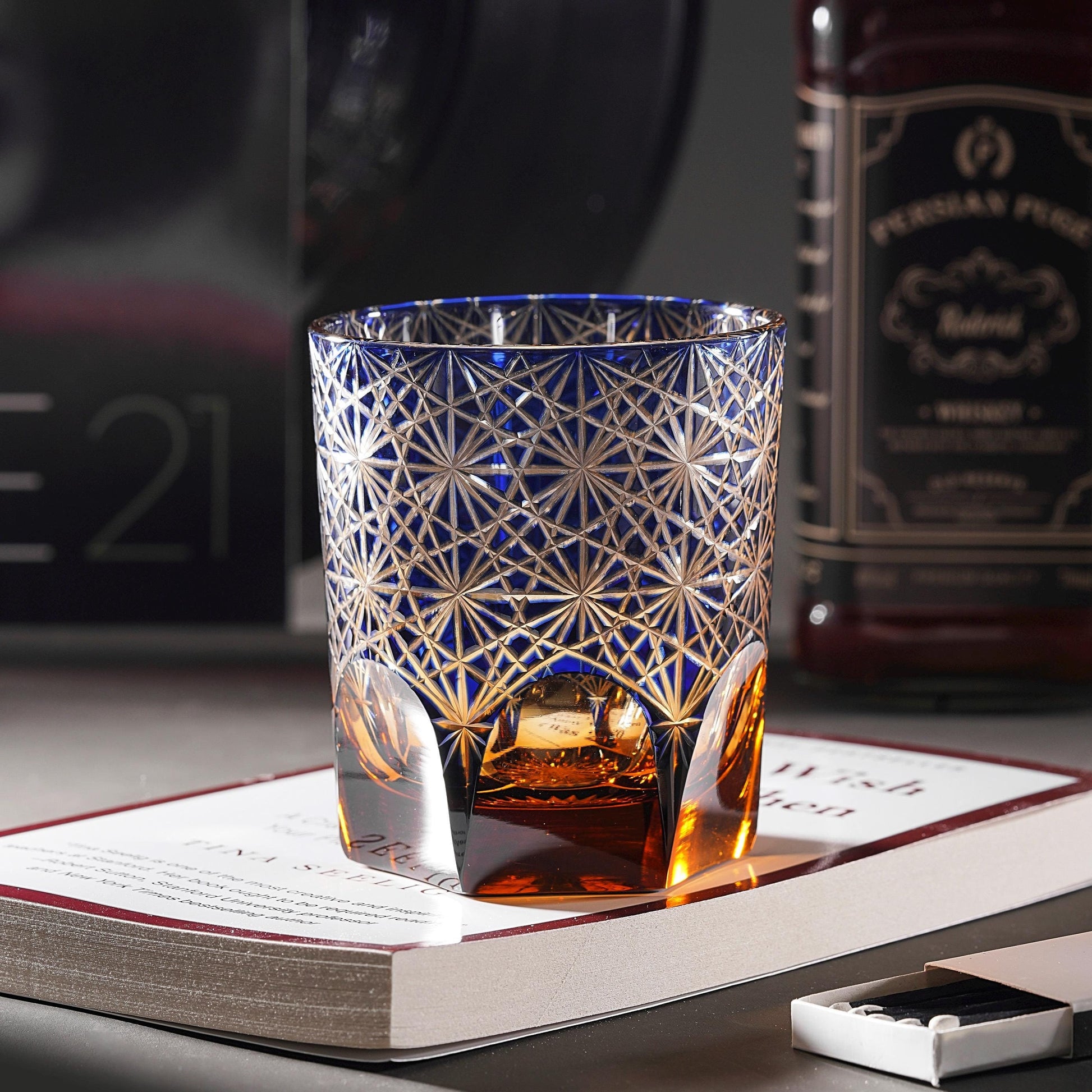 Vitraelle Hand Cut Blue Crystal Whisky Glass image 9