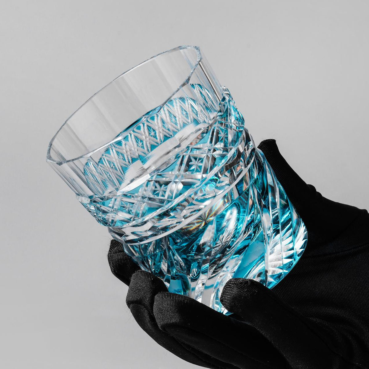 lovecove Hand-Cut Blue Swirl Whiskey Glass image 6