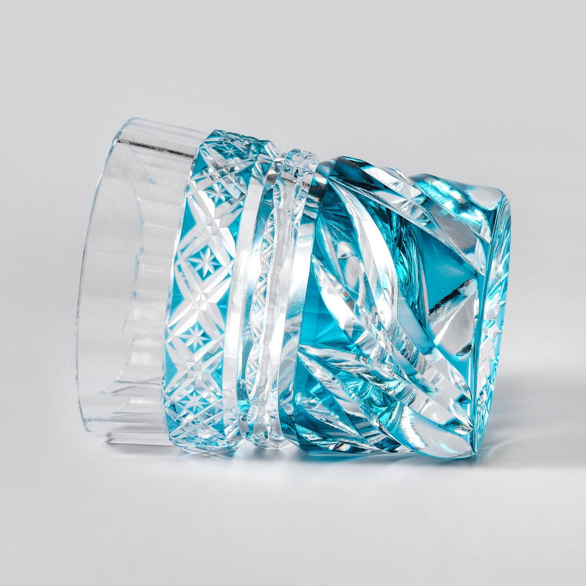 lovecove Hand-Cut Blue Swirl Whiskey Glass image 8