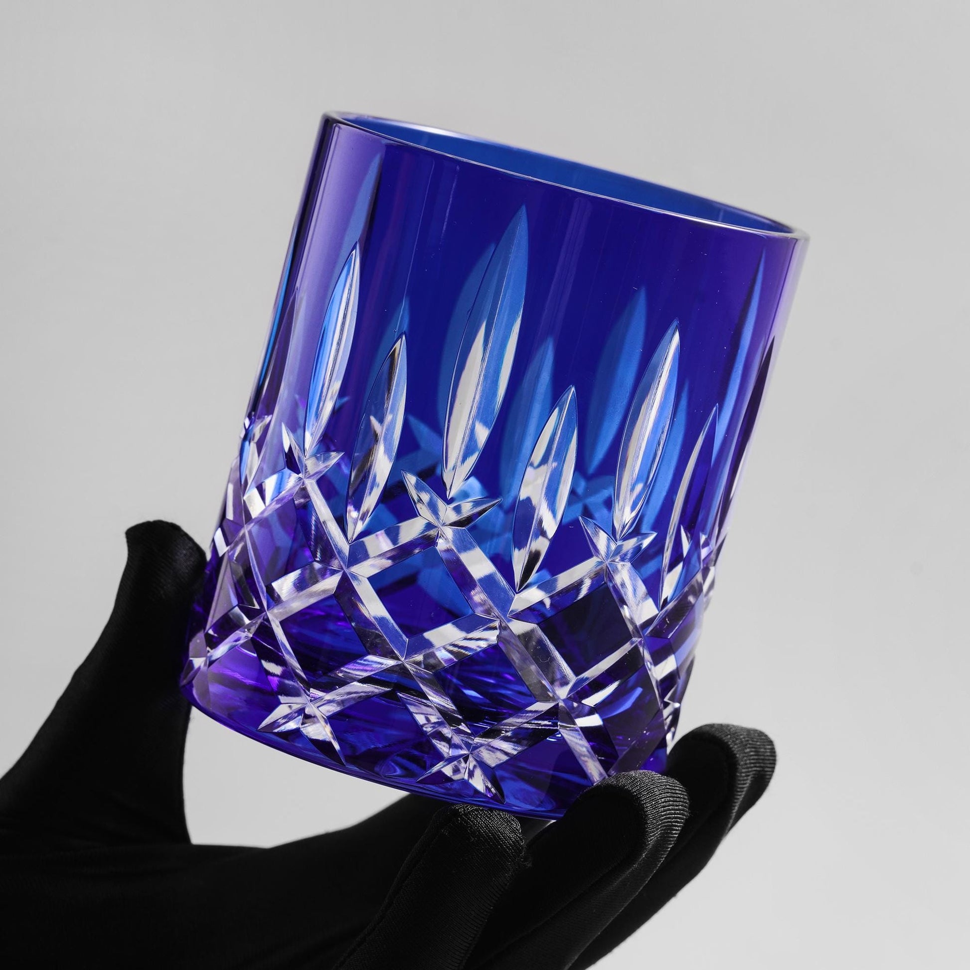 lovecove Hand-Cut Crystal Blue Whiskey Glass image 4
