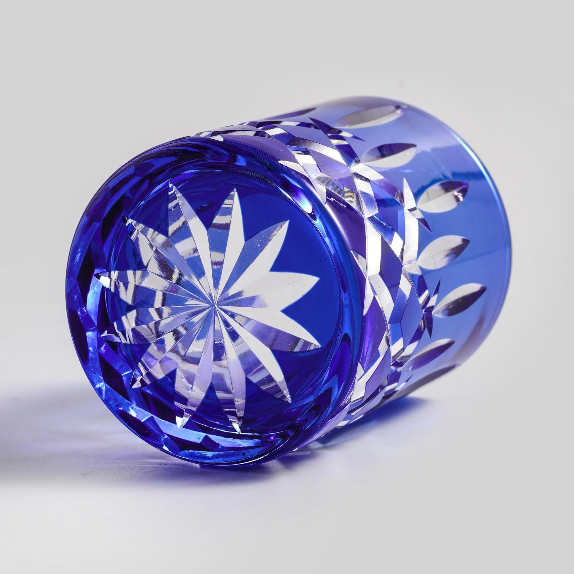 lovecove Hand-Cut Crystal Blue Whiskey Glass image 8