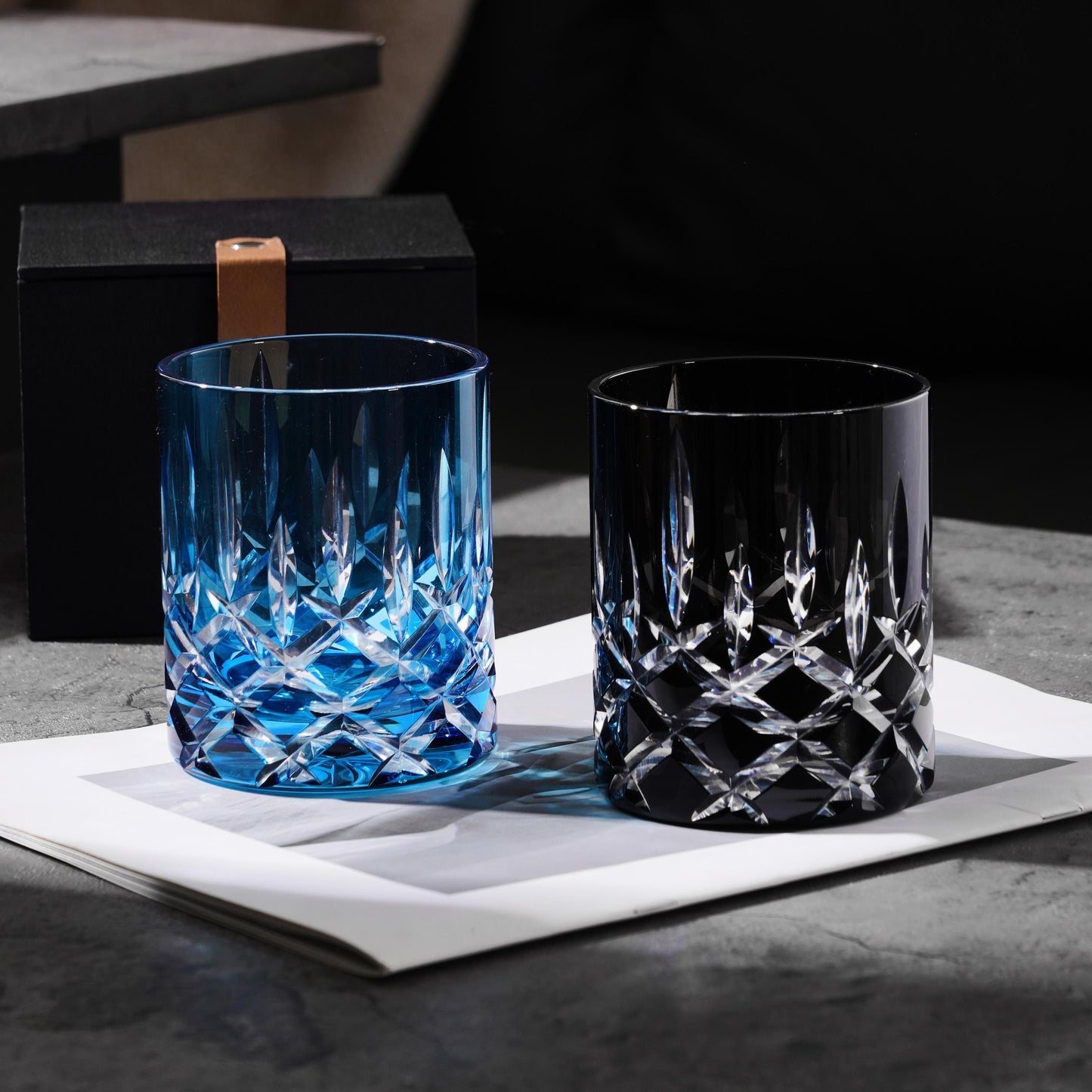 lovecove Hand-Cut Crystal Blue Whiskey Glass image 9