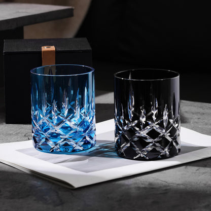 lovecove Hand-Cut Crystal Blue Whiskey Glass image 9