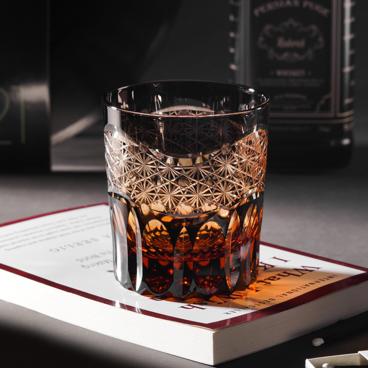 lovecove Hand Cut Black Crystal Whisky Glass image 8